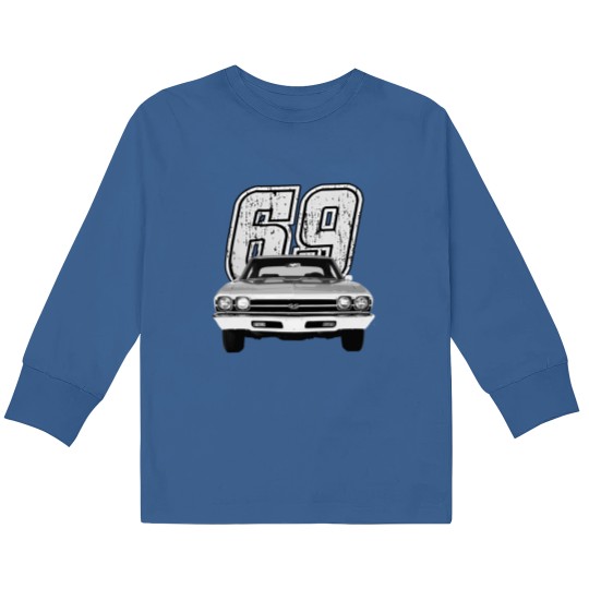 Discover 1969 Chevelle Front Grill View Silhouette Kids Long Sleeve T Shirts