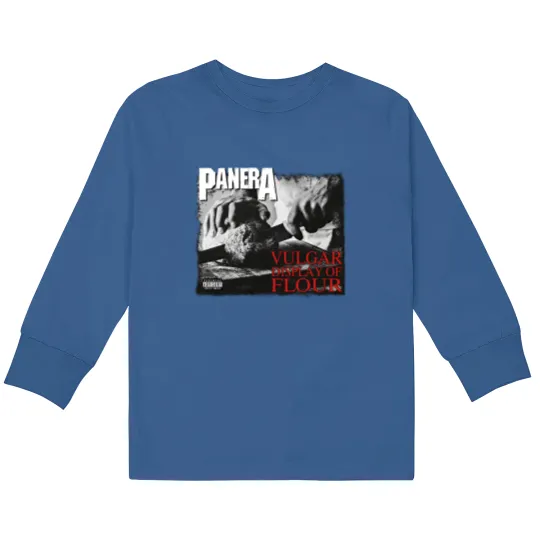 Discover PANERA Vulgar Display Of FLOUR Metal Band Parody Spoof Mayhem Skull Kids Long Sleeve T Shirts