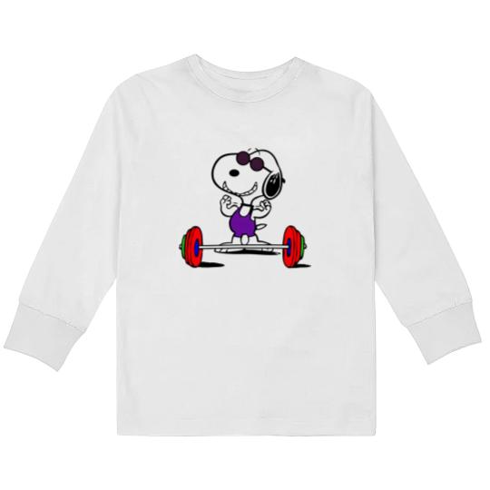Discover Snoopy Weightlifting Kids Long Sleeve T Shirts