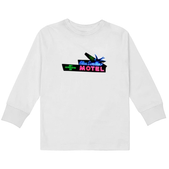 Discover Blue Swallow Motel Neon Sign Route 66 Kids Long Sleeve T Shirts