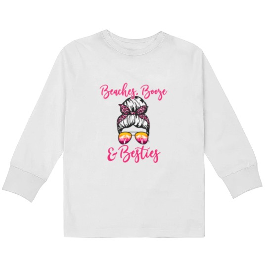 Discover Girls Trip Girls Weekend Friends Beaches Booze & Besties Kids Long Sleeve T Shirts