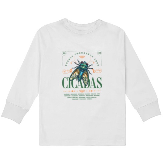 Discover Cicada 2024 Summer Tour  Kids Long Sleeve T Shirts, Funny Double Emergence Unisex Cicada Kids Long Sleeve T Shirts