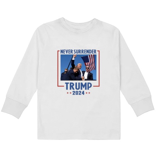 Discover Never Surrender Trump 2024 Kids Long Sleeve T-Shirt - Shooting & Assassination Design