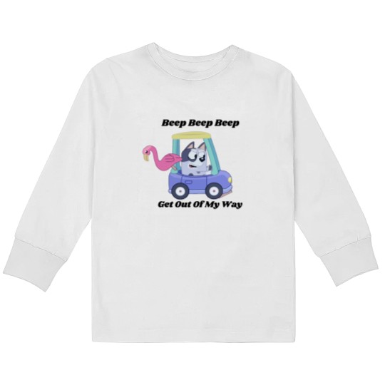 Discover Get Out Of My Way Muffin Kids Long Sleeve T Shirts, Muffin BlueyDad Kids Long Sleeve T Shirts