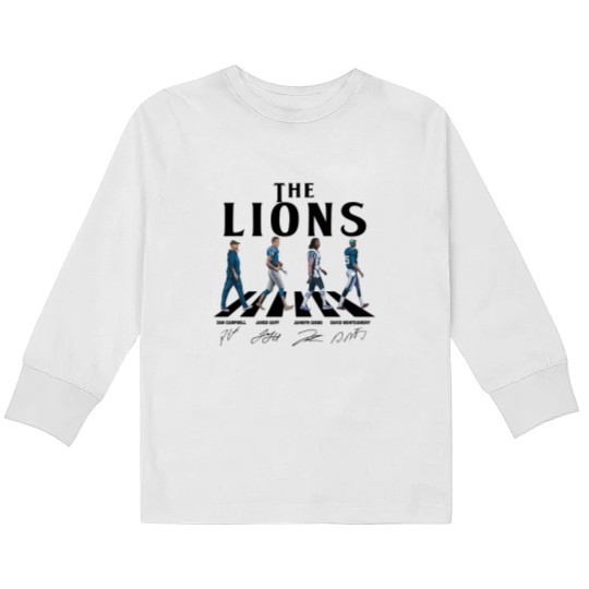 Discover Lions Walking Abbey Road Signatures Football Kids Long Sleeve T Shirts