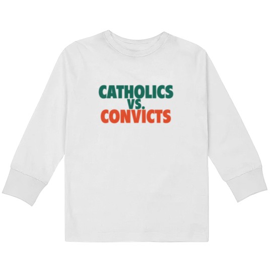Discover Catholics Vs. Convicts Retro 1988 Football Game Kids Long Sleeve T Shirts