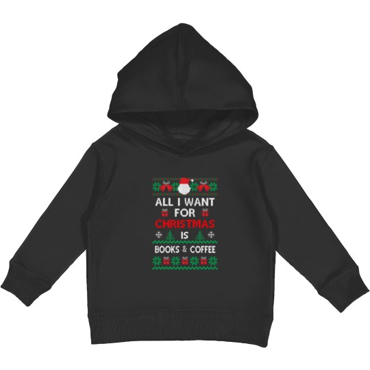 Discover Book Christmas book and coffee Kids Pullover Hoodies