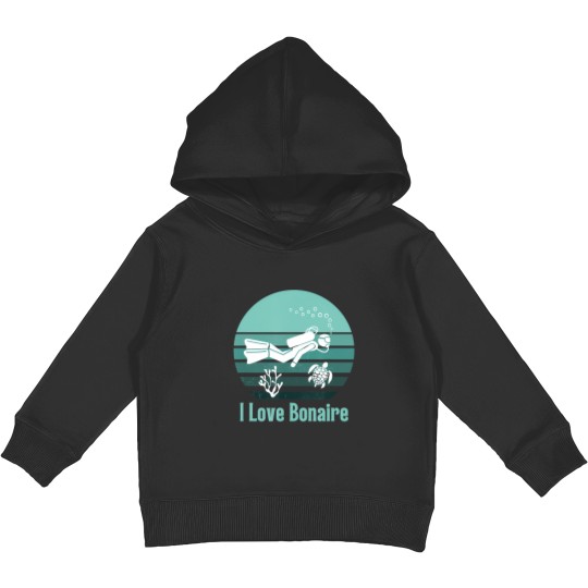 Discover i love bonaire scuba diving snorkeling caribbean vacation t Kids Pullover Hoodies