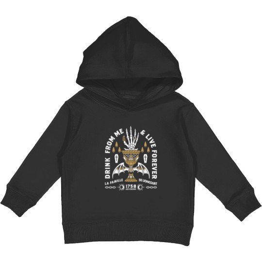 Discover Drink From Me - Lestat Vampire - Gothic Quote cat Kids Pullover Hoodies