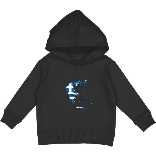 Discover Greece Map With Greek Flag Sticker Kids Pullover Hoodies