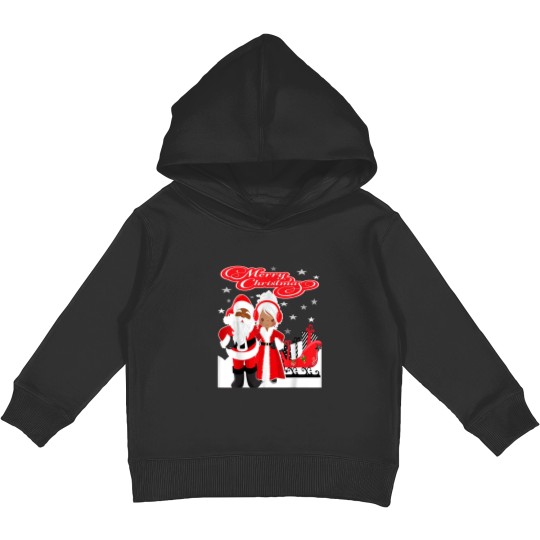 Discover Merry Christmas Santa Claus Mrs Claus African American Kids Pullover Hoodies