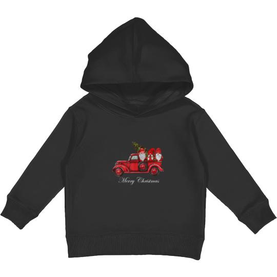 Discover Merry Christmas Vintage Red Truck Gnomes With Christmas Tree Kids Pullover Hoodies