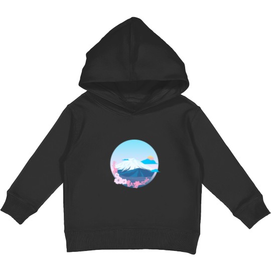 Discover Cherry Blossom and Mountain Fuji Active Kids Pullover Hoodies