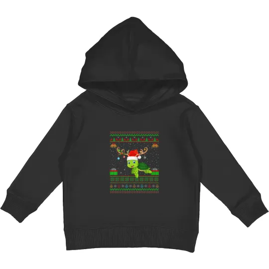 Discover Reindeer Santa Hat Matching Ugly Sea Turtle Christmas Kids Pullover Hoodies