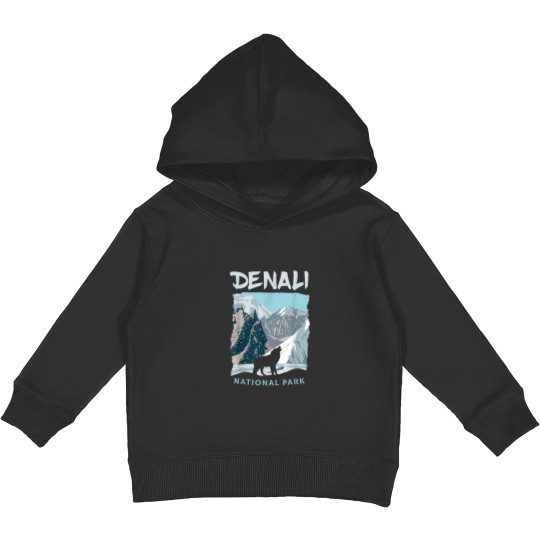 Discover Denali National Park US Wolf Alaska Wolves Kids Pullover Hoodies