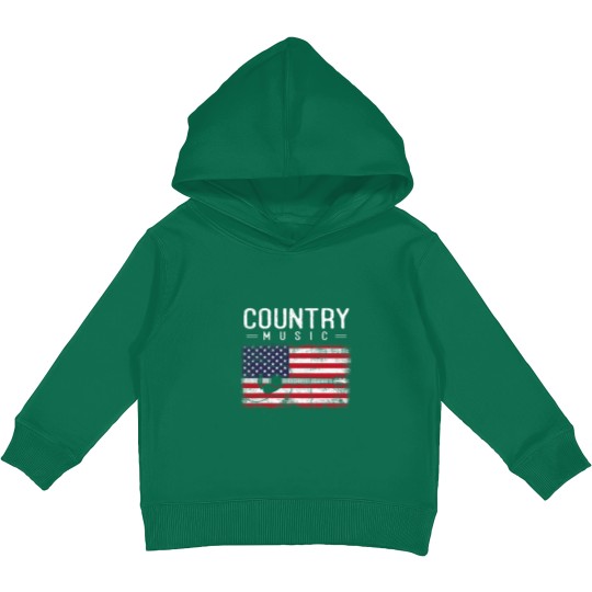 Discover Country Music Vintage Guitar American Flag 21 Kids Pullover Hoodies