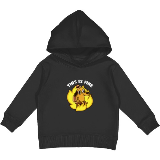 Discover This Is Fine Internet Meme Kids Pullover Hoodies