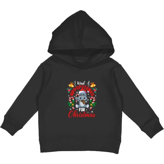 Discover I Want A Hippopotamus For Christmas Kids Pullover Hoodies