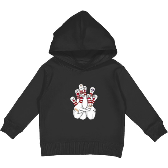 Discover Cartoon Bowling Scared Bowling Pins Funny Sport Bowler Kids Pullover Hoodies