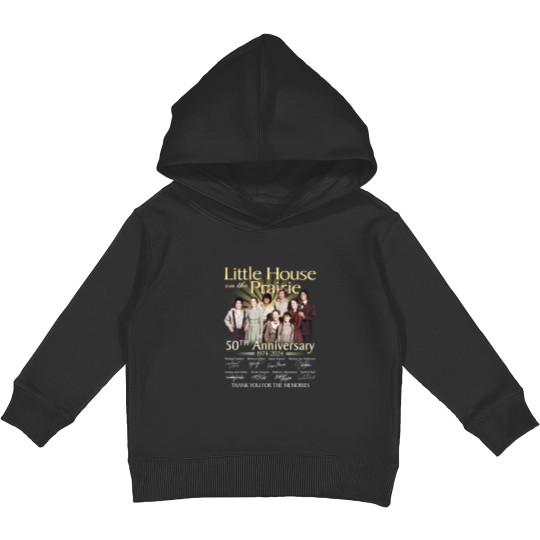 Discover Little House on The Prairie 50th Anniversary 1974-2024 Black Kids Pullover Hoodies