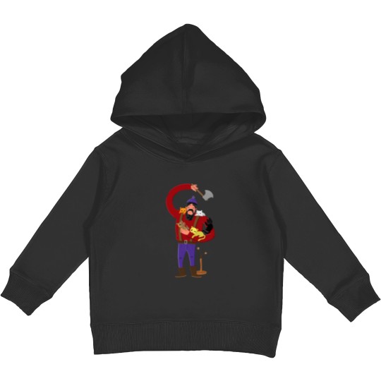 Discover Lumberjack With Cute Kitten Companions 4713 Kids Pullover Hoodies