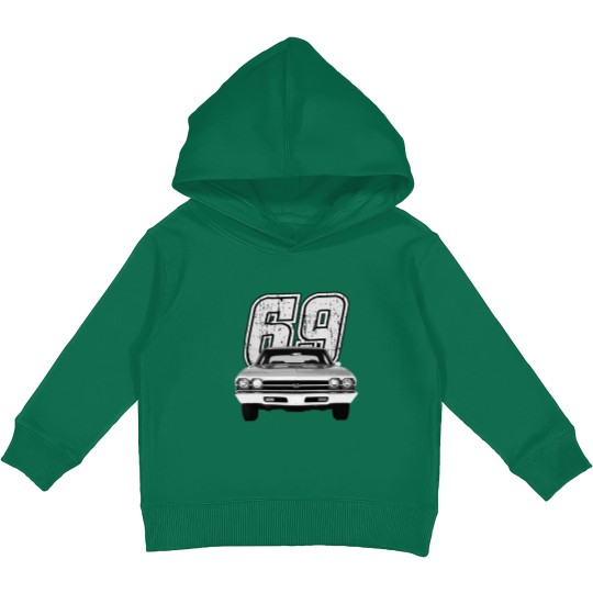Discover 1969 Chevelle Front Grill View Silhouette Kids Pullover Hoodies
