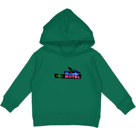 Discover Blue Swallow Motel Neon Sign Route 66 Kids Pullover Hoodies