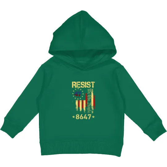Discover Anti Trump 8647 86 47 US Flag We The People Impeach 47 Unisex Kids Pullover Hoodies