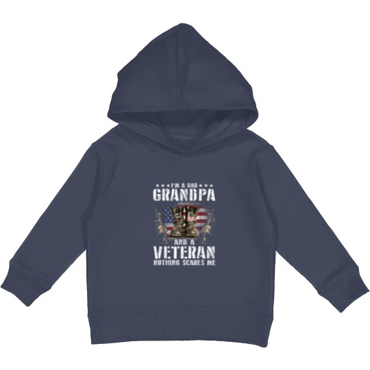 Discover I am a Dad Grandpa and a Veteran Nothing scares me USA Kids Pullover Hoodies