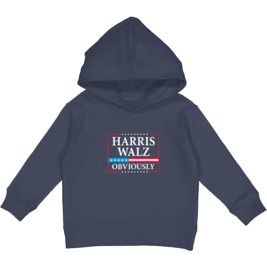 Discover Harris Walz Obviously President Kamala Harris Waltz Election Kids Pullover Hoodies