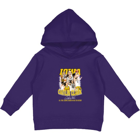 Discover Caitlin Clark All Time Leading Scorer In Big Ten History Kids Pullover Hoodies, Basketball 2024 Caitlin Clark Kids Pullover Hoodies