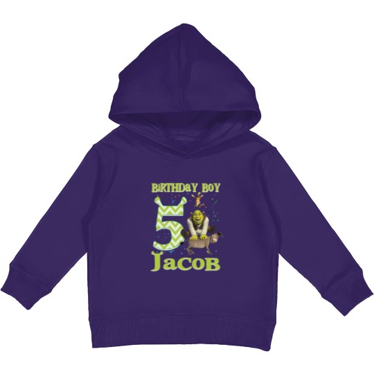Discover Shrek Birthday Kids Pullover Hoodies, Green Ogre Cartoon Custom Personalized Boy Girl Birthday Kids Pullover Hoodies