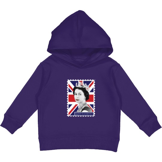 Discover Queen Elizabeth II Stamp_ Union Jack Kids Pullover Hoodies