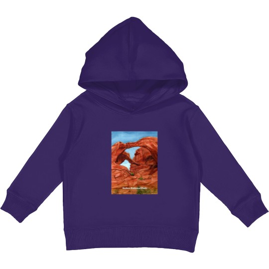 Discover Arches National Park Watercolor - Arches National Park - Kids Pullover Hoodies