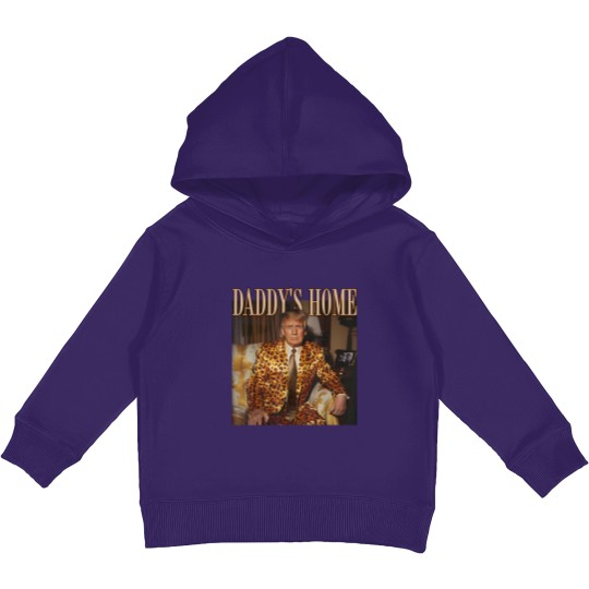 Discover Daddy's Home Trump Kids Pullover Hoodies Trump 2024 Leopard Funny MAGA Kids Pullover Hoodies