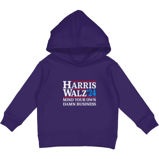Discover Harris Walz Waltz 2024 Mind Your Own Damn Business Kids Pullover Hoodies