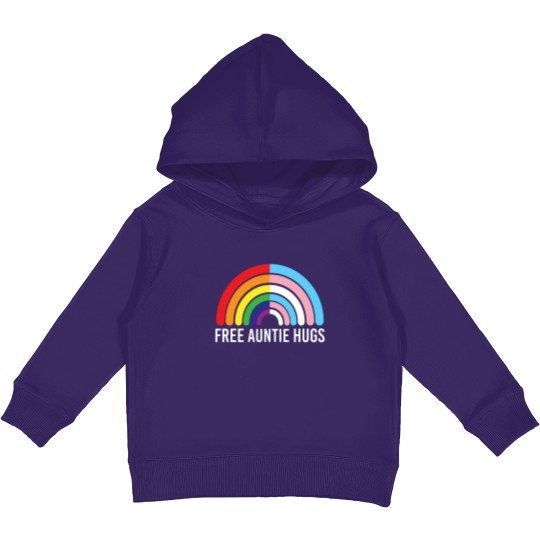 Discover Free Auntie Hugs Rainbow Transgender Flag LGBTQ Gay Pride Kids Pullover Hoodies