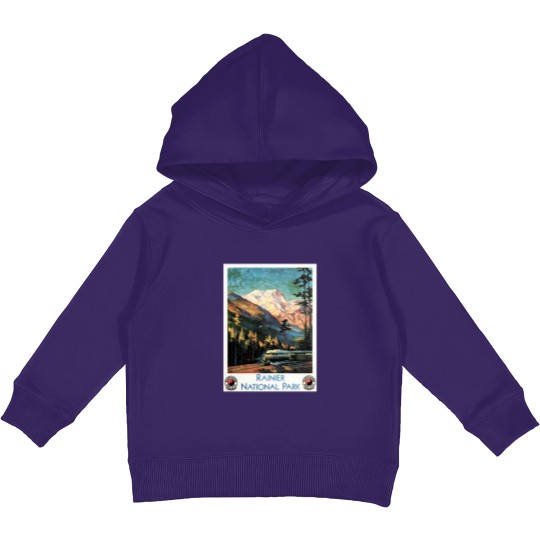 Discover Rainier National Park Old Railway Northern Pacific Kids Pullover Hoodies