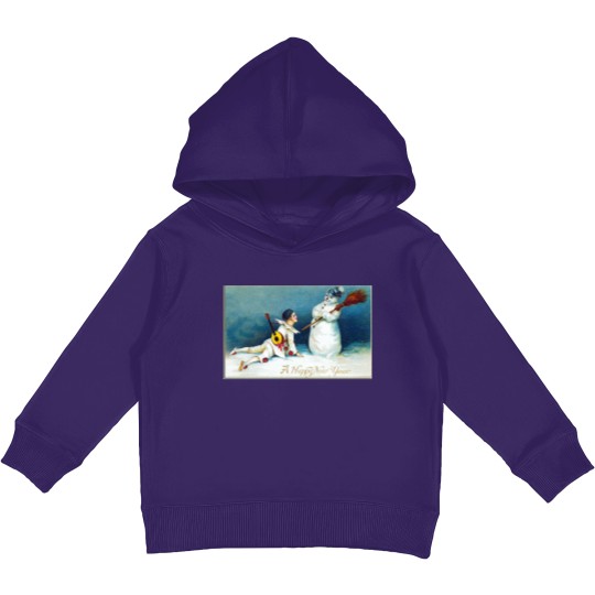 Discover Vintage New Year's Day Boy And Snow Kids Pullover Hoodies