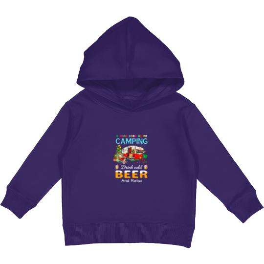 Discover I Just Want To Go Camping Drink Cold Beer Santa Ch Kids Pullover Hoodies