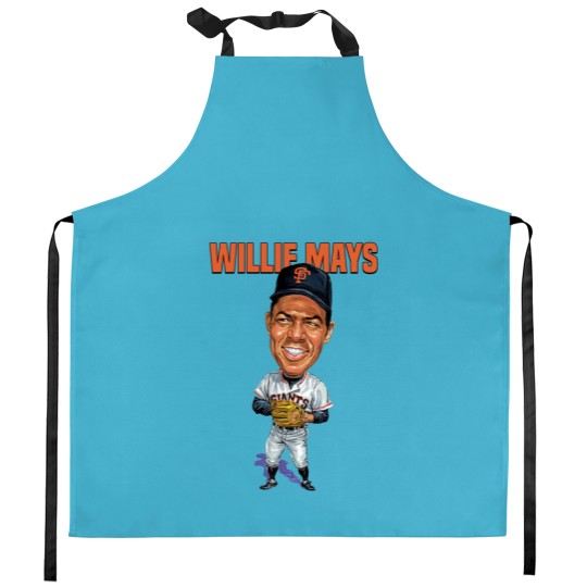Discover Willie Mays Baseball Caricature Vintage Essential Kitchen Aprons