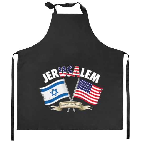 Discover jerusalem israel usa american flag Kitchen Aprons