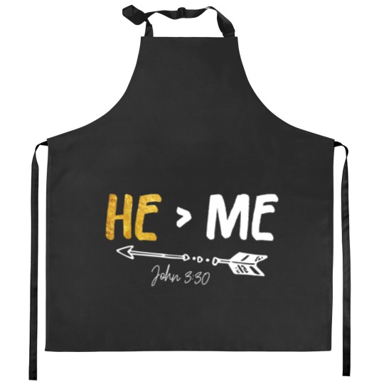 Discover He Is Greater Than Me Kitchen Aprons