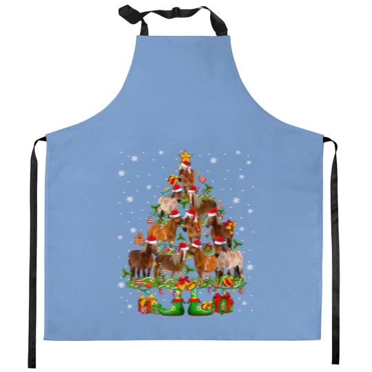 Discover Christmas Horse Tree Kitchen Aprons