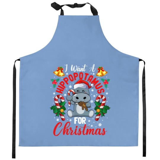 Discover I Want A Hippopotamus For Christmas Kitchen Aprons