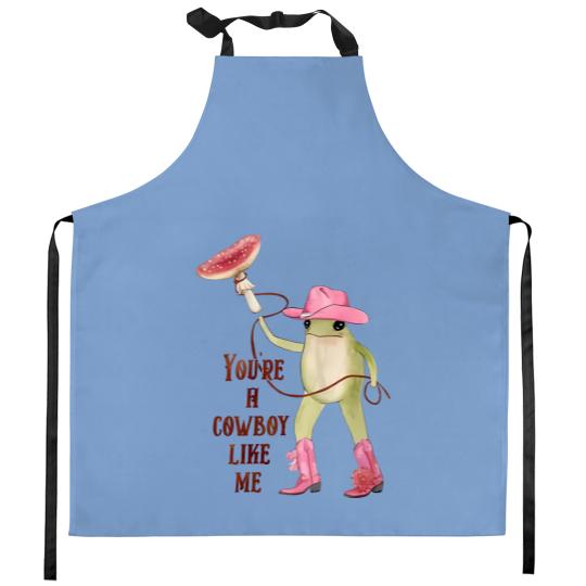 Discover You're a cowboy like me Kitchen Aprons, Cowboy Frog Meme