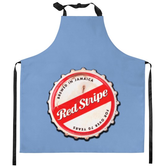 Discover Red Stripe Bottle Cap Kitchen Aprons