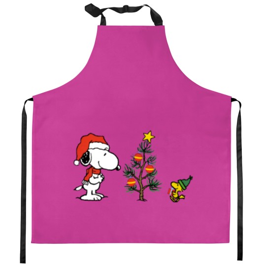 Discover Embroidered Snoopy Winter Dog Kitchen Aprons