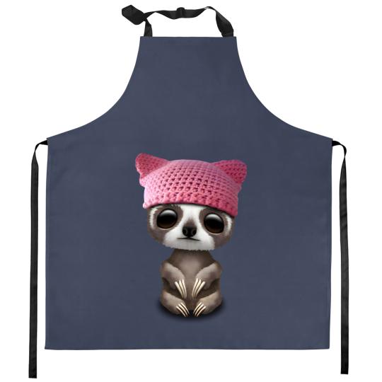 Discover Cute Baby Sloth Wearing Pussy Hat - Pussy Hat - Kitchen Aprons