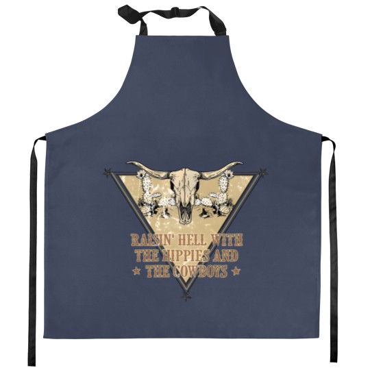Discover The Hippies & The Cowboys Kitchen Aprons, Raisin' Hell With The Hippies and The Cowboys
